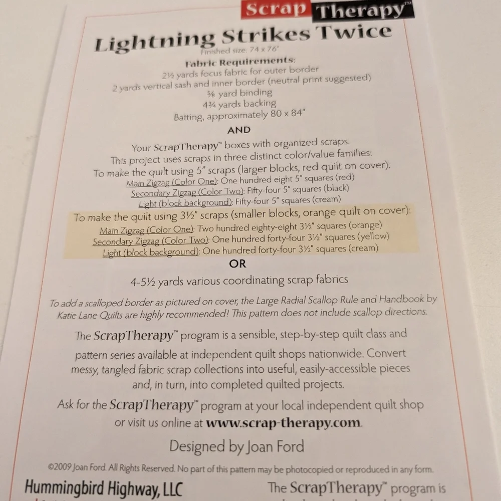 Yellow Brick Rd. & Lightening Strikes Twice, Patterns from a Quilter's Closet